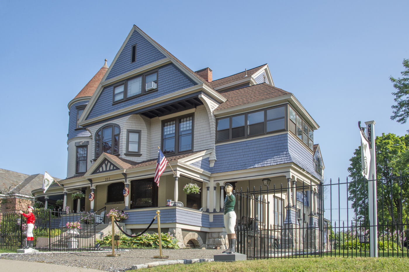 The mansion from Union Avenue at the Union Avenue Thoroughbred Club