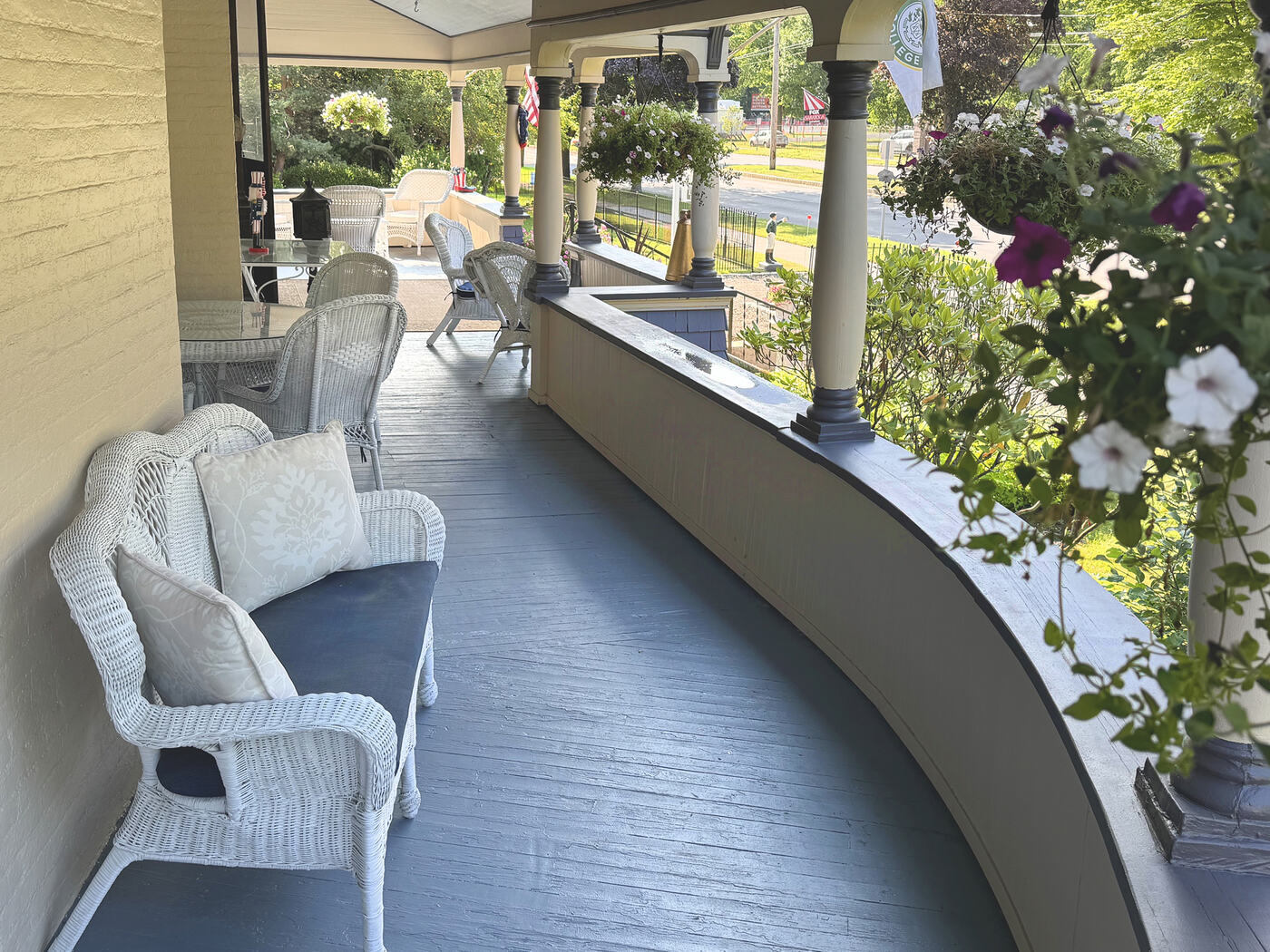 The porch runs the length of the house at the Union Avenue Thoroughbred Club