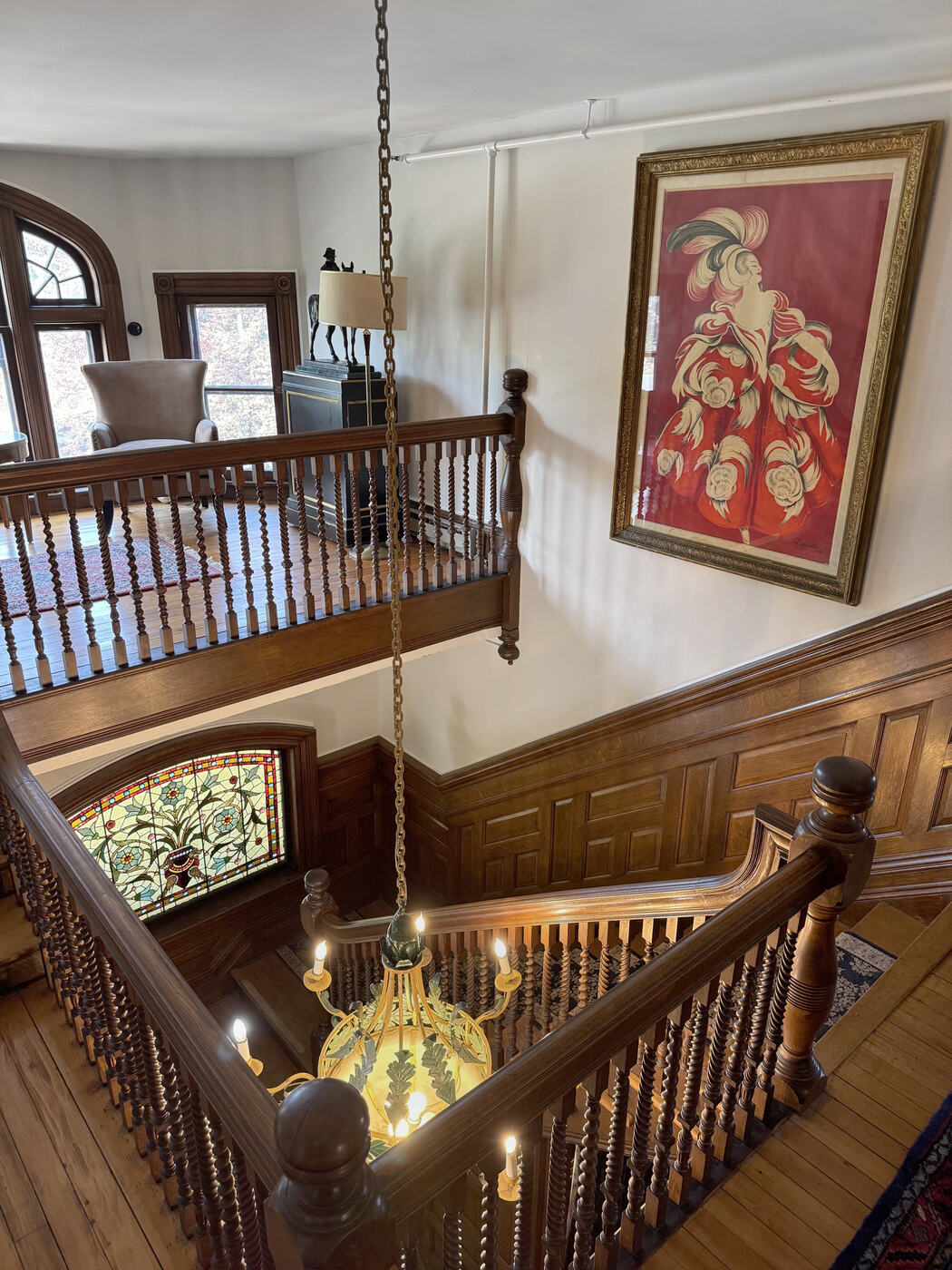 Looking down into the stairwell at the Union Avenue Thoroughbred Club