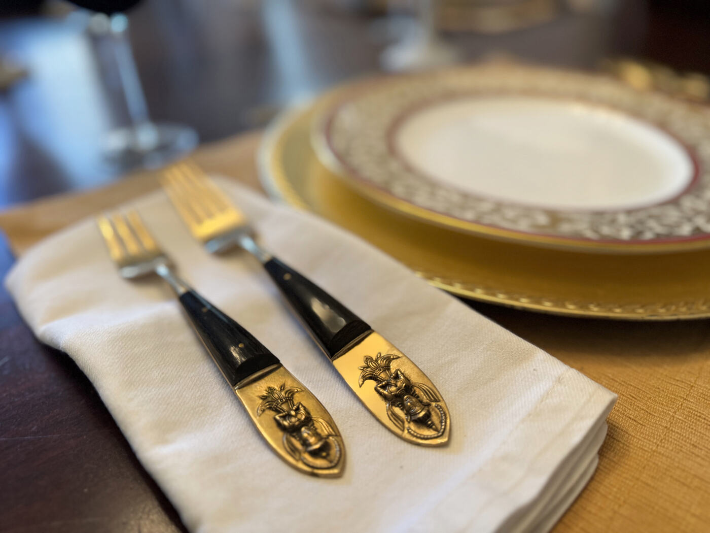 The table set with racing silver at the Union Avenue Thoroughbred Club