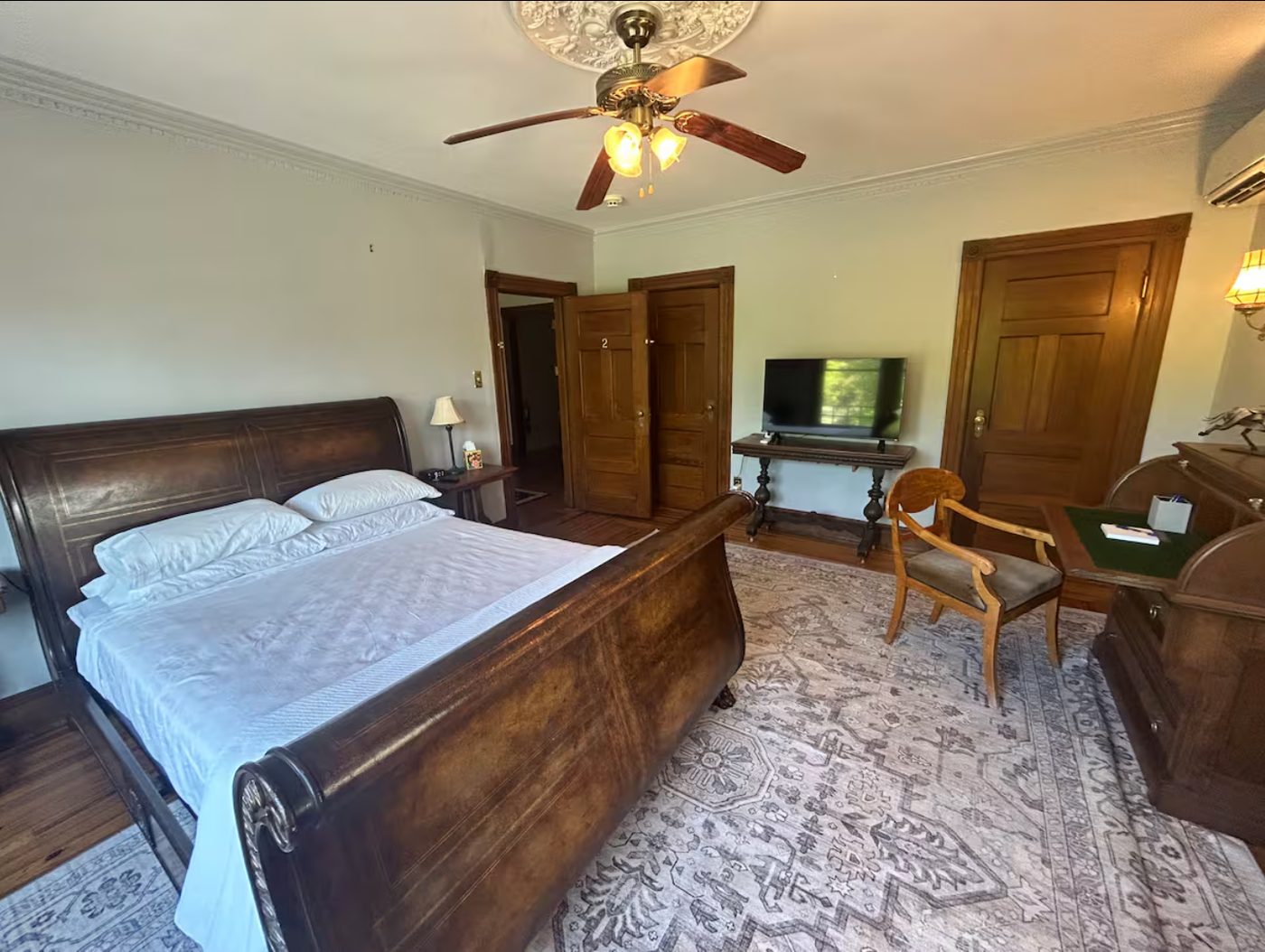 A bedroom suite on the second floor of the Union Avenue Thoroughbred Club